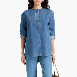 Toteme Blue collarless Denim Shirt